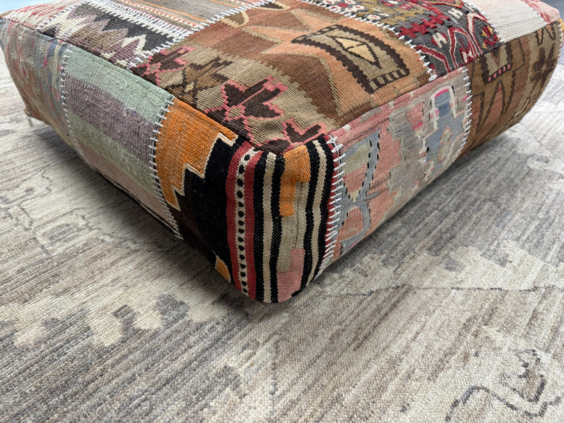 Turkish Kilim Ottoman Pouffe 39"x39"x12" #21-P