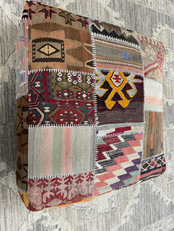 Turkish Kilim Ottoman Pouffe 39"x39"x12" #21-P