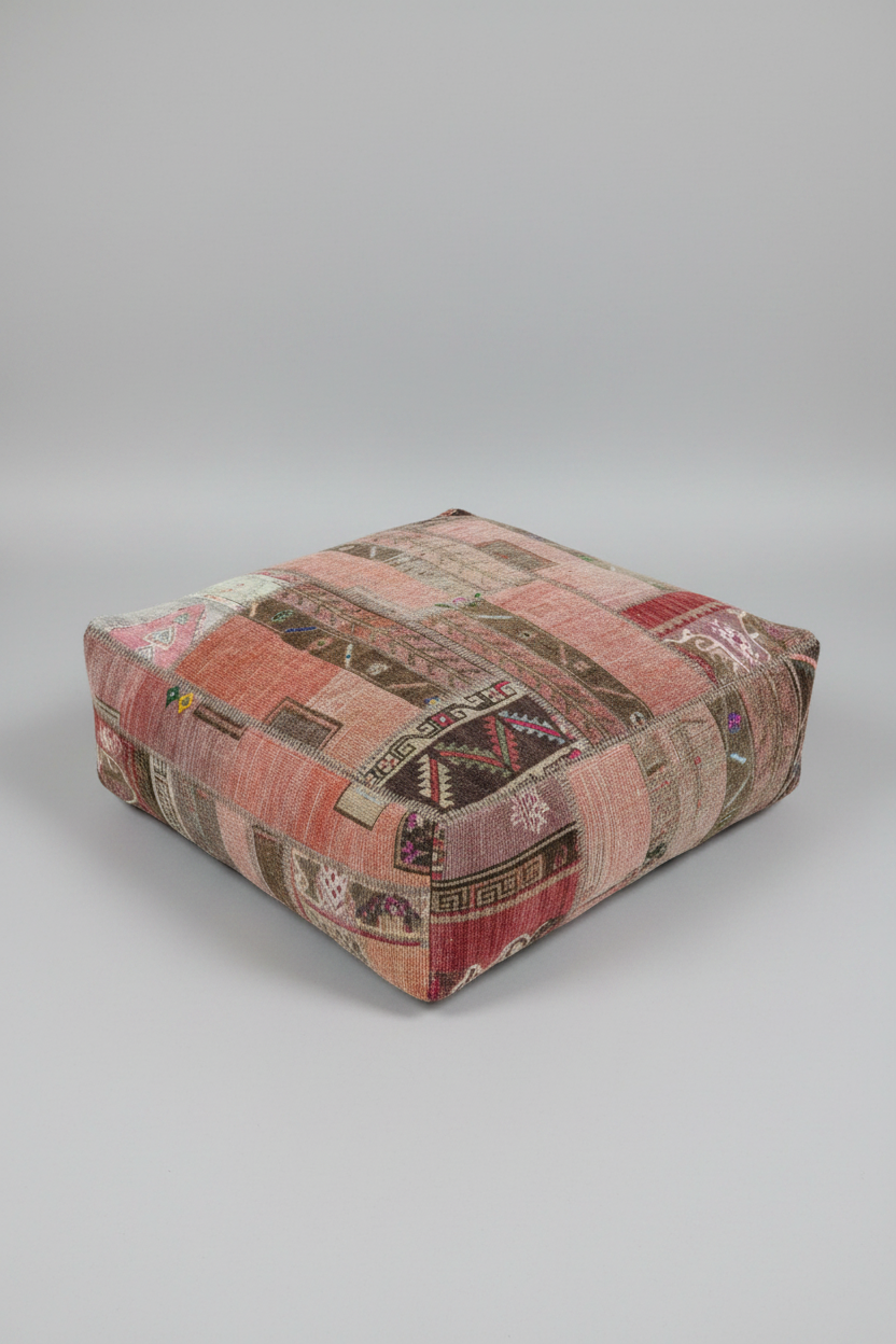 Turkish Kilim Ottoman Pouffe 39"x39"x12" #04-P
