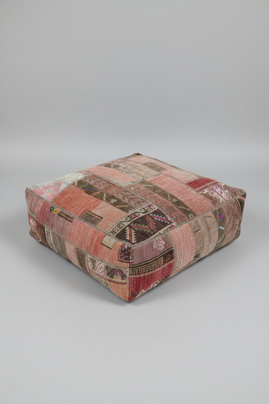 Turkish Kilim Ottoman Pouffe 39"x39"x12" #04-P