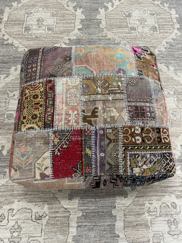 Turkish Kilim Ottoman Pouffe 39"x39"x12" #16-P