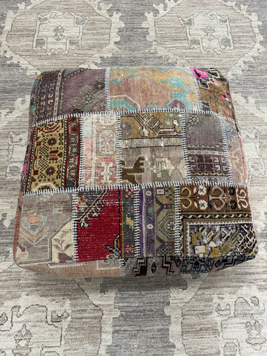 Turkish Kilim Ottoman Pouffe 39"x39"x12" #16-P