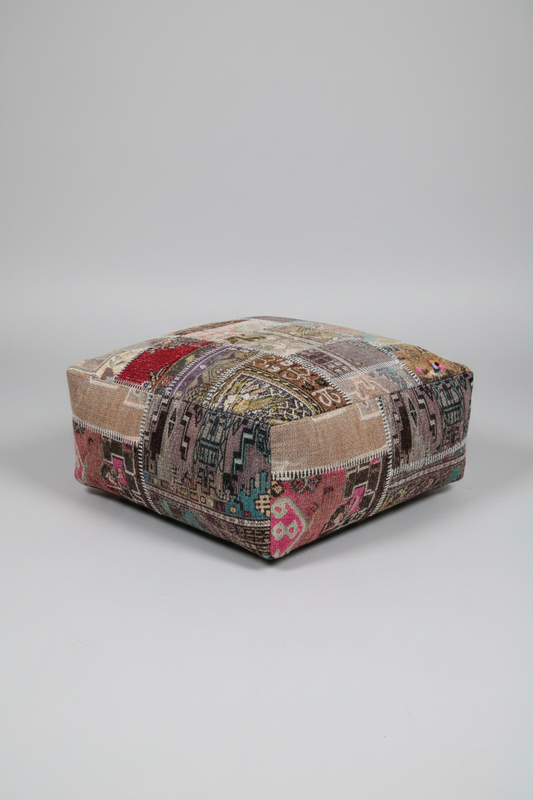 Turkish Kilim Ottoman Pouffe 39"x39"x12" #16-P