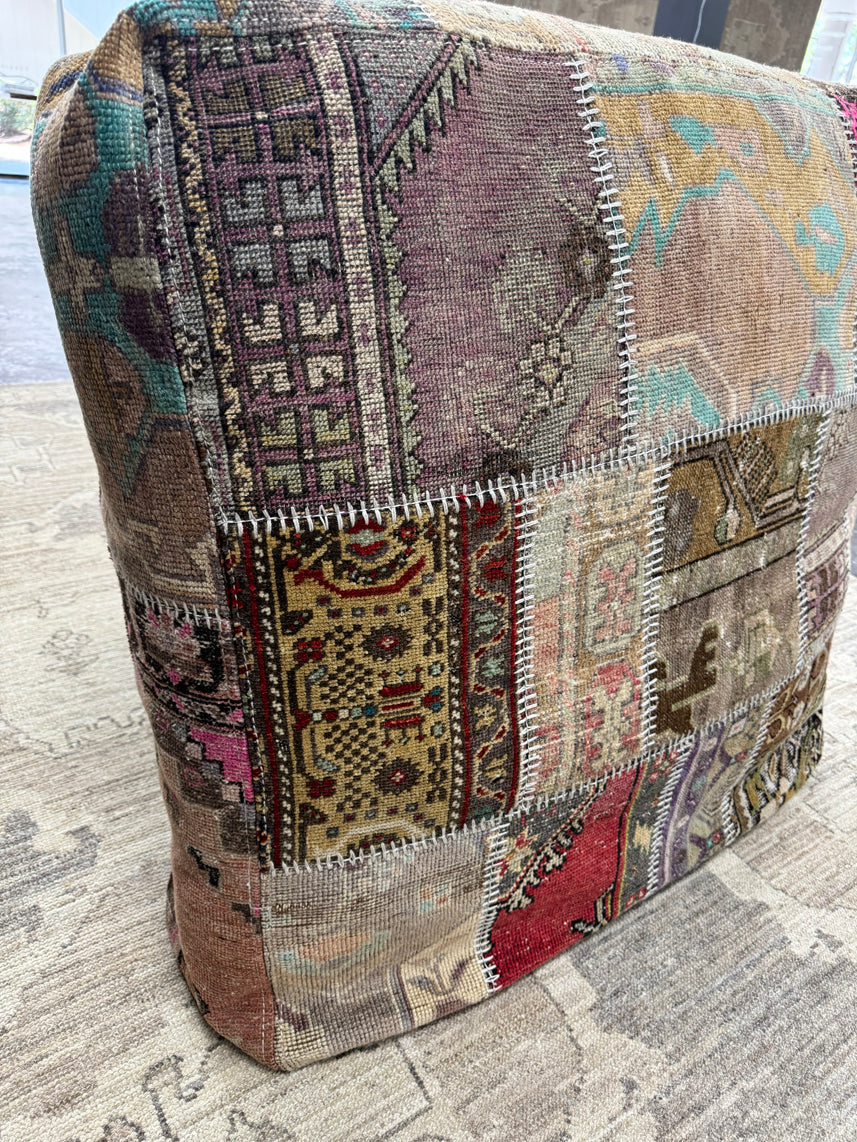 Turkish Kilim Ottoman Pouffe 39"x39"x12" #16-P