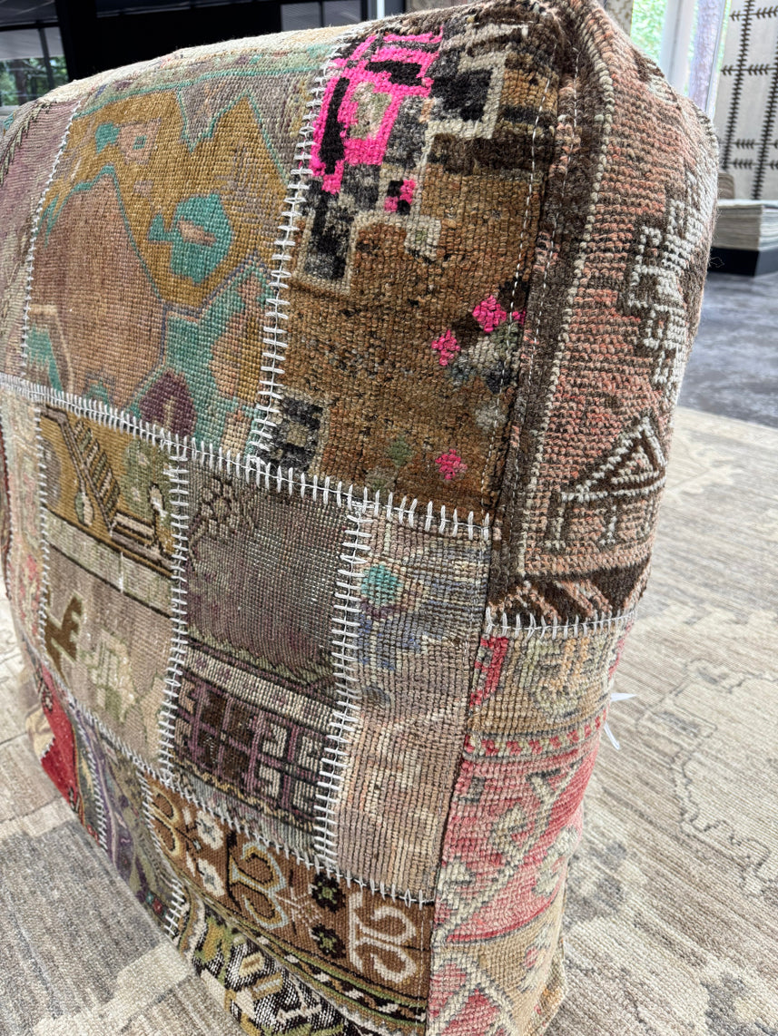Turkish Kilim Ottoman Pouffe 39"x39"x12" #16-P