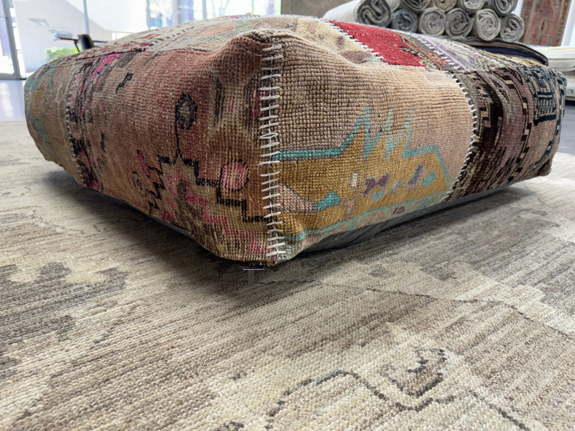 Turkish Kilim Ottoman Pouffe 39"x39"x12" #16-P