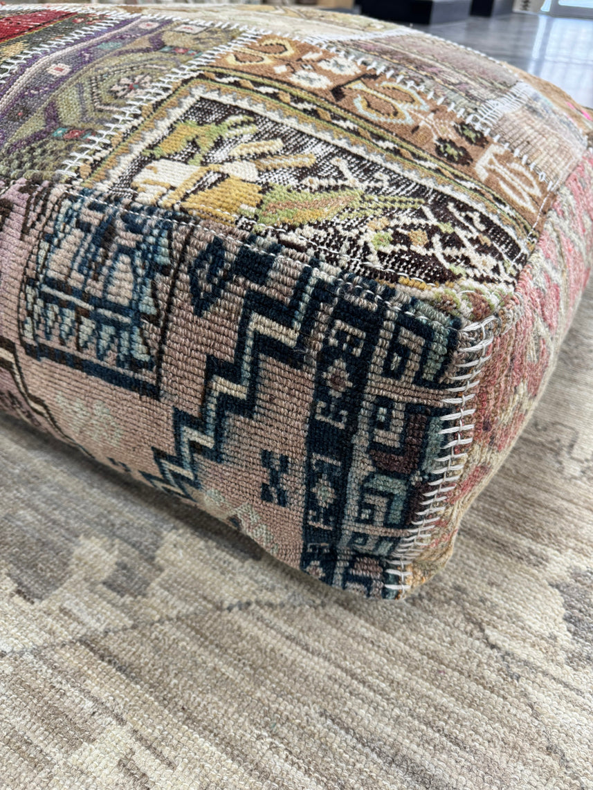 Turkish Kilim Ottoman Pouffe 39"x39"x12" #16-P