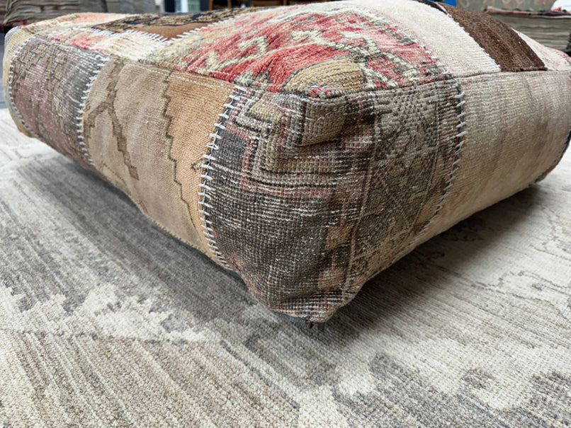 Turkish Kilim Ottoman Pouffe 39"x39"x12" #18-P