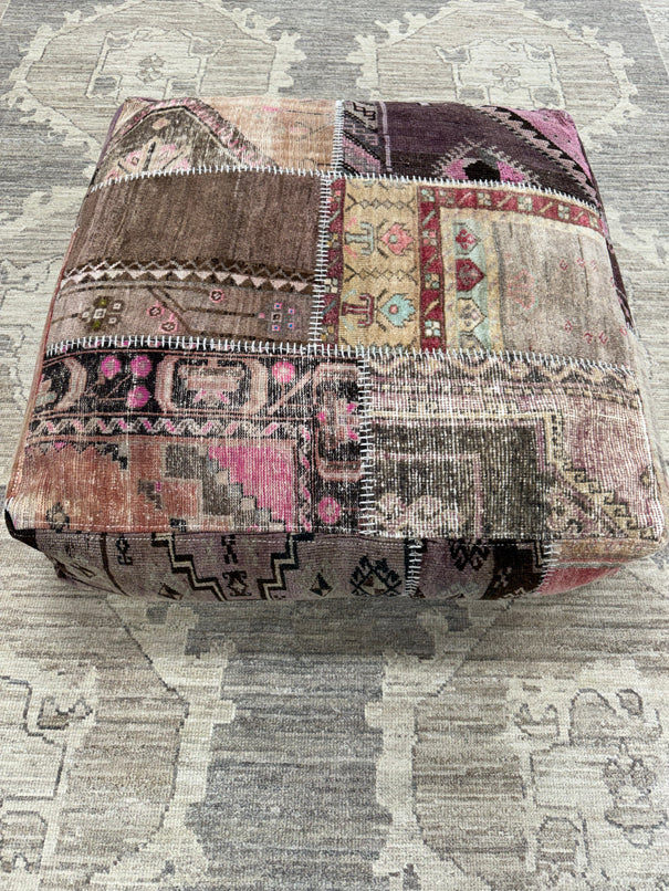Turkish Kilim Ottoman Pouffe 39"x39"x12" #19-P