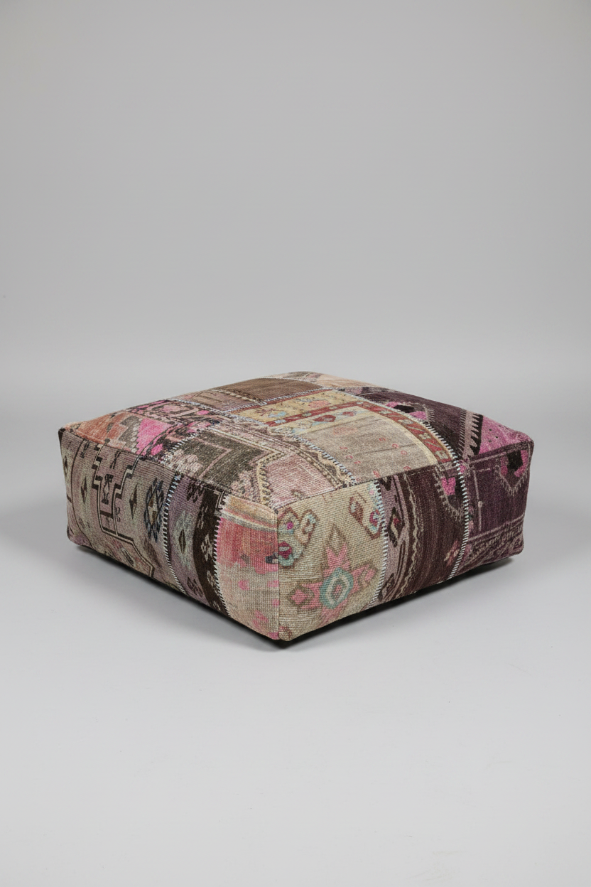 Turkish Kilim Ottoman Pouffe 39"x39"x12" #19-P