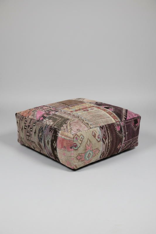 Turkish Kilim Ottoman Pouffe 39"x39"x12" #19-P