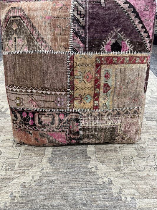 Turkish Kilim Ottoman Pouffe 39"x39"x12" #19-P