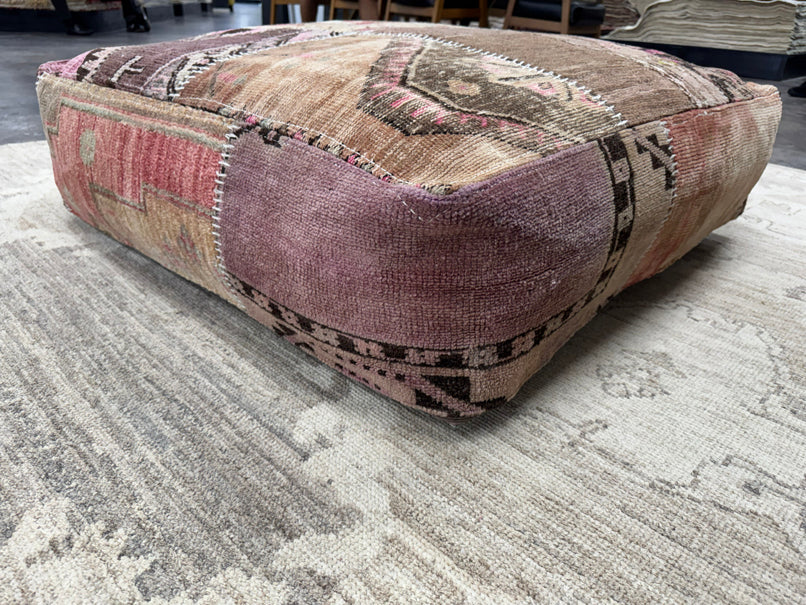 Turkish Kilim Ottoman Pouffe 39"x39"x12" #19-P