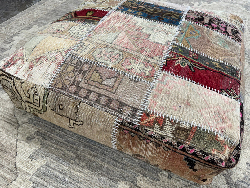 Turkish Kilim Ottoman Pouffe 39"x39"x12" #20-P