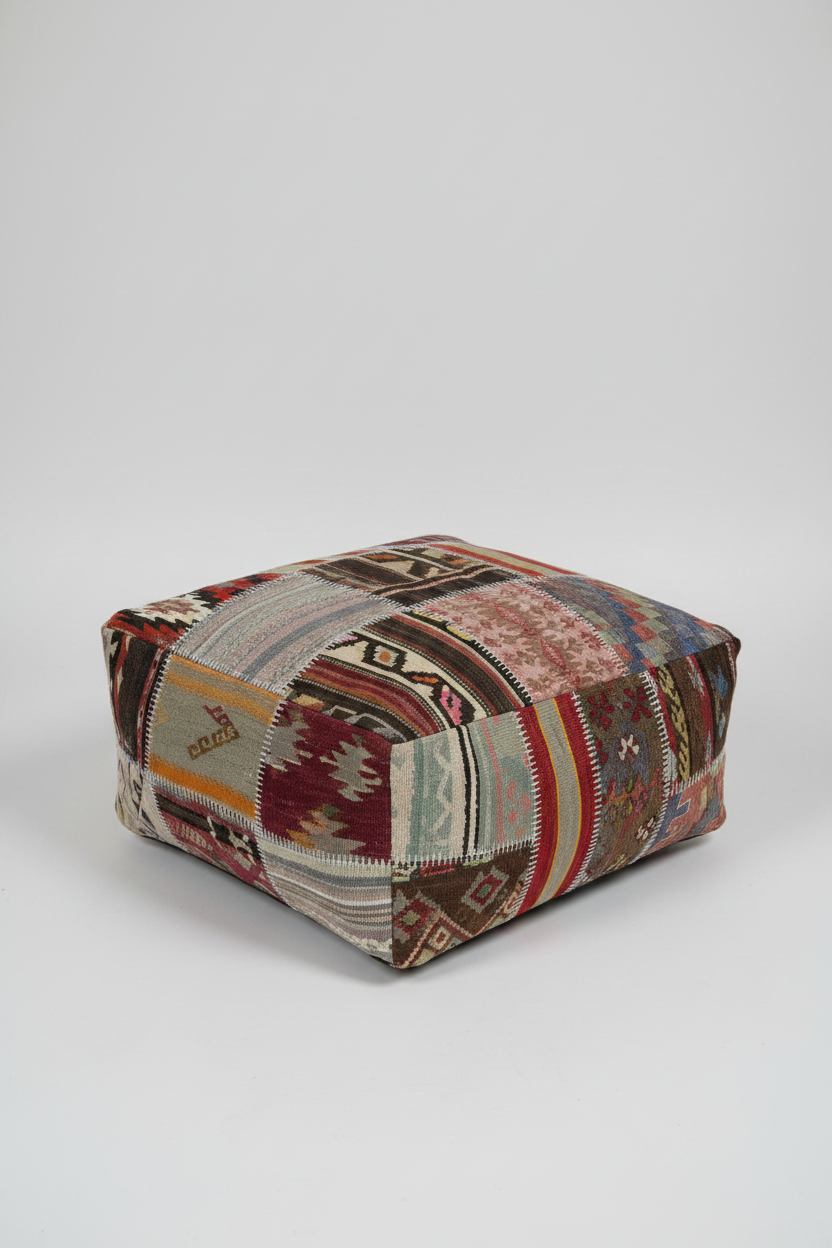 Turkish Kilim Ottoman Pouffe 39"x39"x12" #24-P