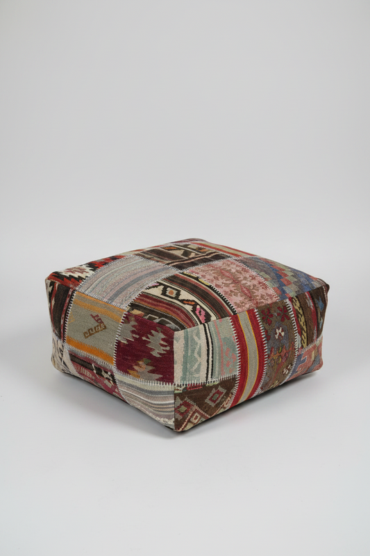Turkish Kilim Ottoman Pouffe 39"x39"x12" #24-P