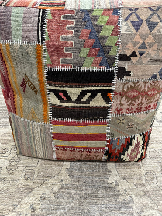 Turkish Kilim Ottoman Pouffe 39"x39"x12" #24-P
