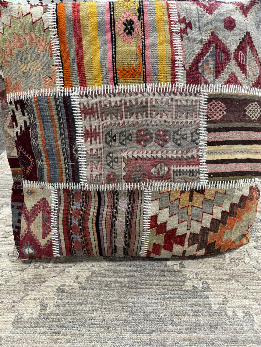 Turkish Kilim Ottoman Pouffe 39"x39"x12" #01-P