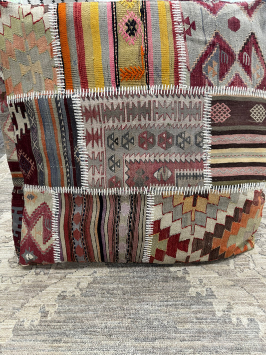 Turkish Kilim Ottoman Pouffe 39"x39"x12" #01-P
