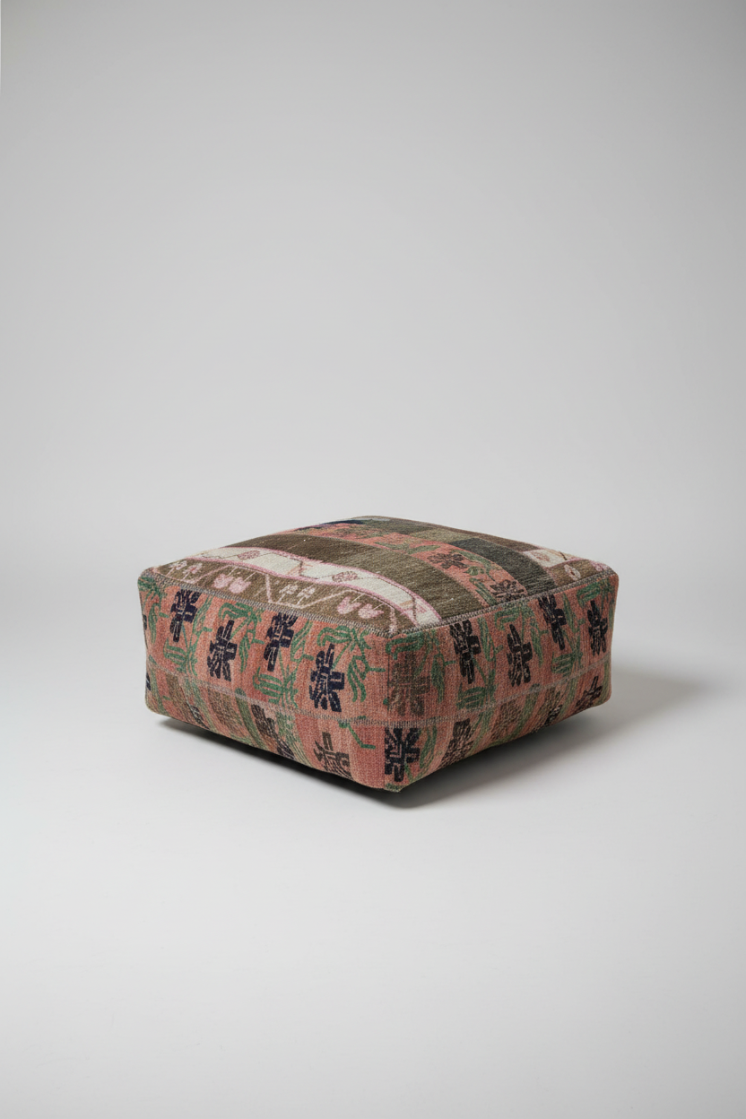 Turkish Kilim Ottoman Pouffe 39"x39"x12" #03-P