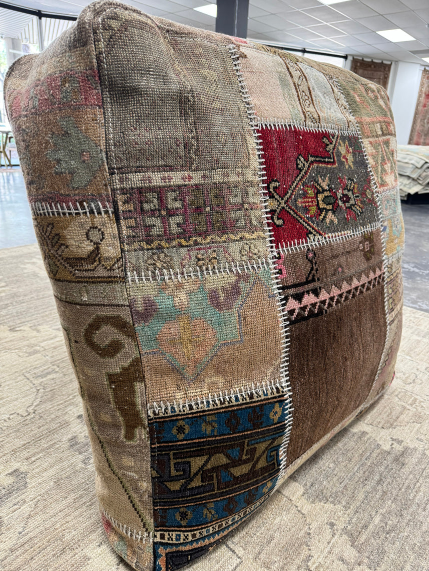 Turkish Kilim Ottoman Pouffe 39"x39"x12" #23-P
