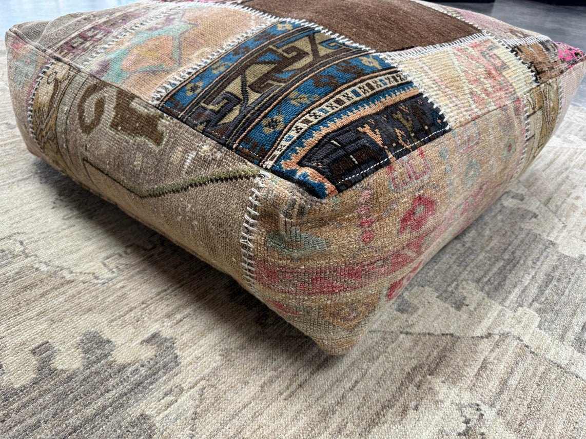 Turkish Kilim Ottoman Pouffe 39"x39"x12" #23-P