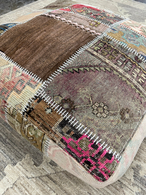 Turkish Kilim Ottoman Pouffe 39"x39"x12" #23-P
