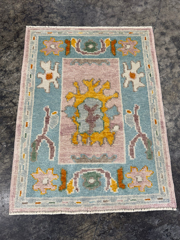 Turkish Oushak Rug 2'2" x 2'10" #24328