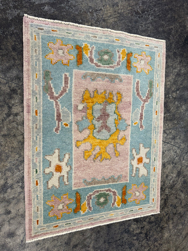 Turkish Oushak Rug 2'2" x 2'10" #24328