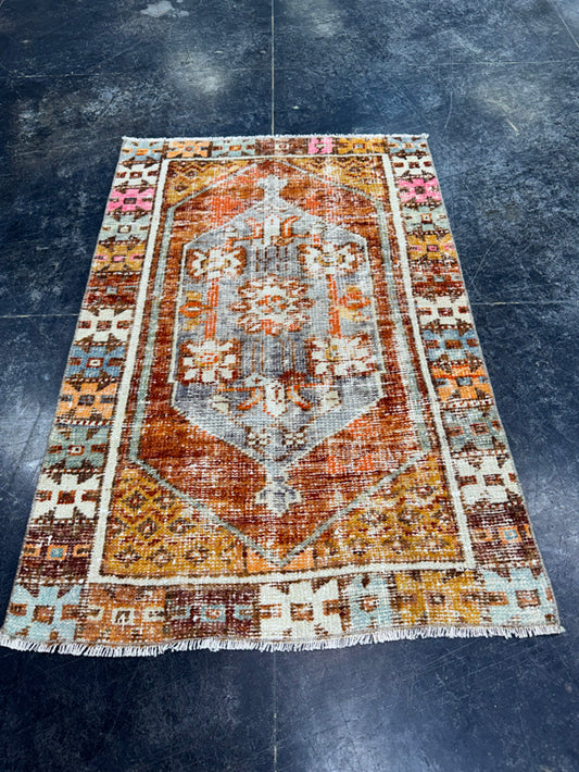 Turkish Vintage Rug 2'7" x 3'10" #24543