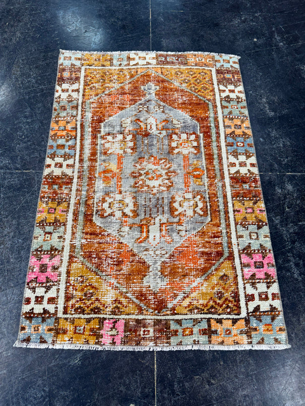 Turkish Vintage Rug 2'7" x 3'10" #24543