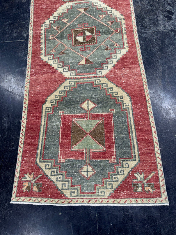 Turkish Vintage Runner Rug 3'1" x 8'6" #24642