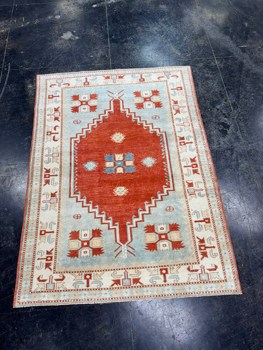 Turkish Vintage Rug 4'3" x 5'8" #24758