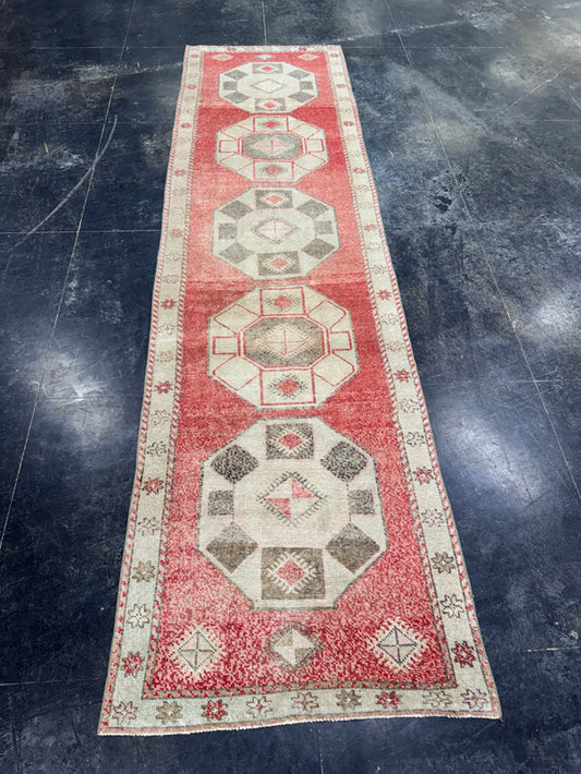 Turkish Vintage Runner Rug 3'5'' x 12'5'' #13099