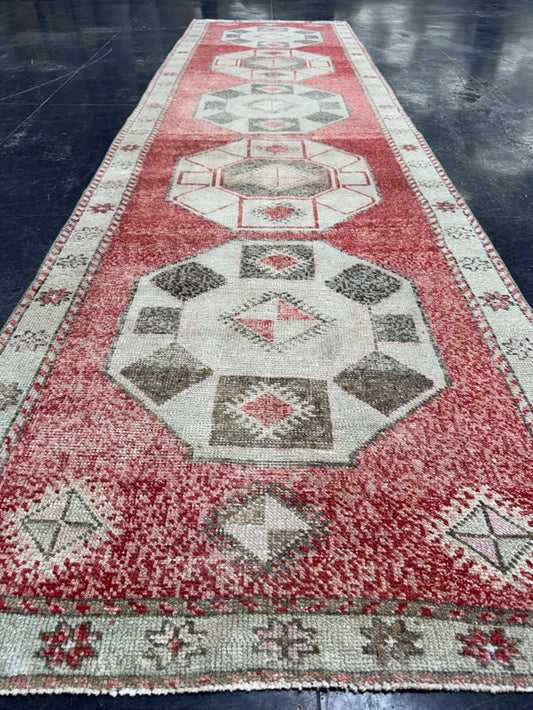 Turkish Vintage Runner Rug 3'5'' x 12'5'' #13099