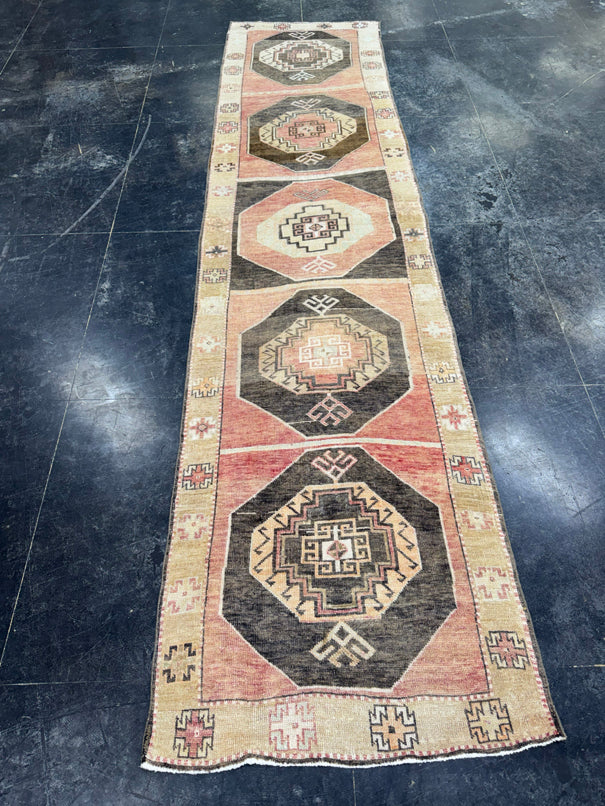 Turkish Vintage Runner Rug 3'4'' x 13'8'' #13082
