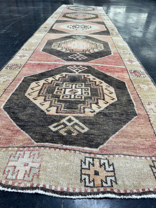 Turkish Vintage Runner Rug 3'4'' x 13'8'' #13082