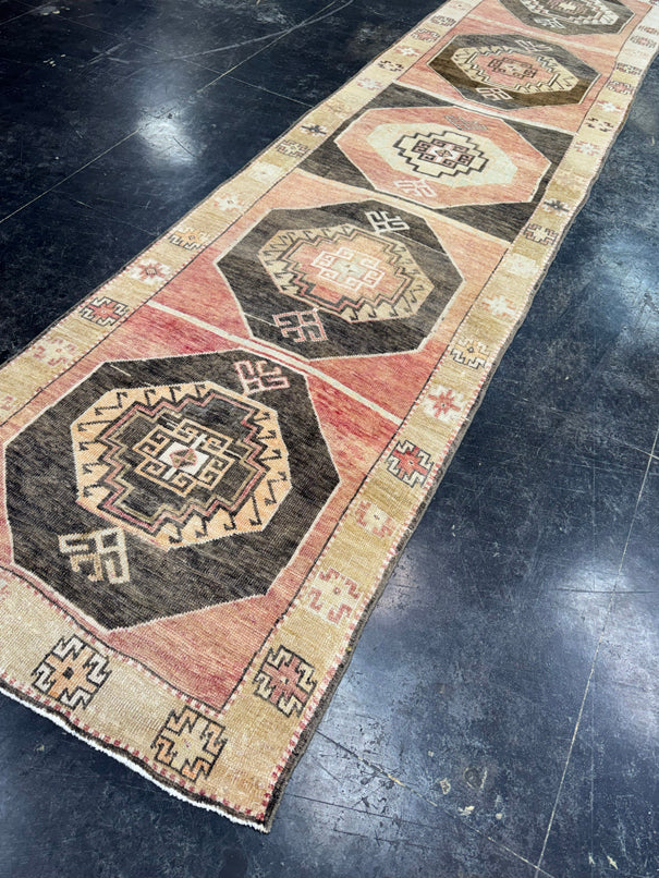 Turkish Vintage Runner Rug 3'4'' x 13'8'' #13082