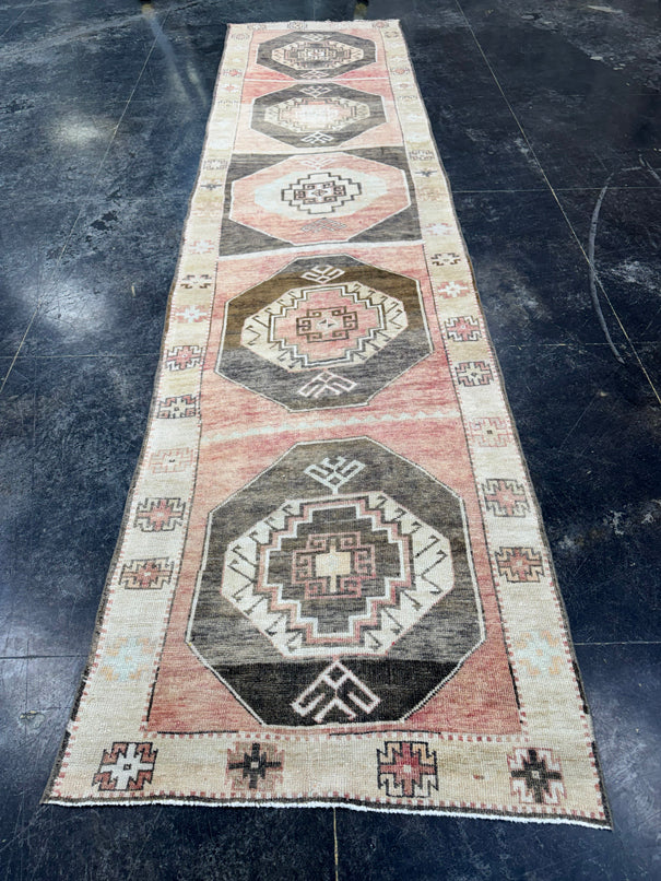 Turkish Vintage Runner Rug 3'4'' x 13'8'' #13082