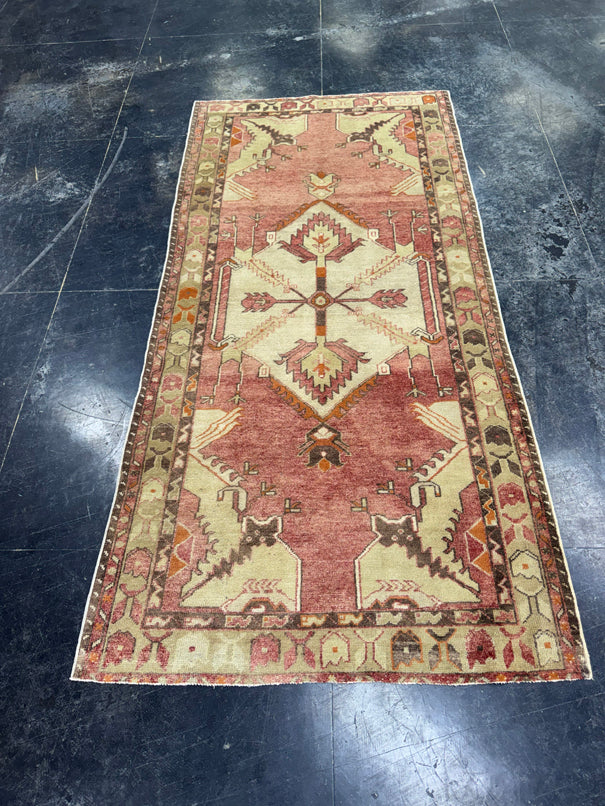 Turkish Vintage Runner Rug 3'9'' x 7'11'' #13080
