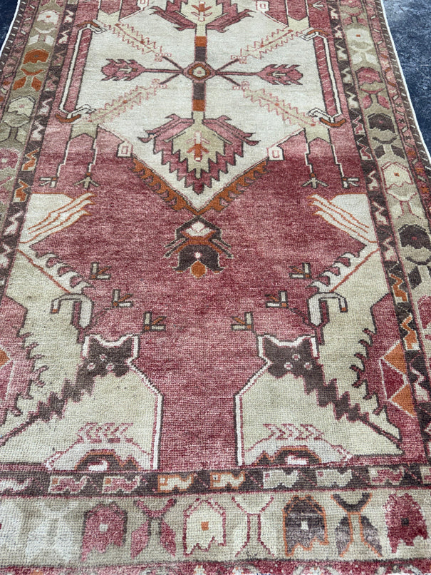 Turkish Vintage Runner Rug 3'9'' x 7'11'' #13080