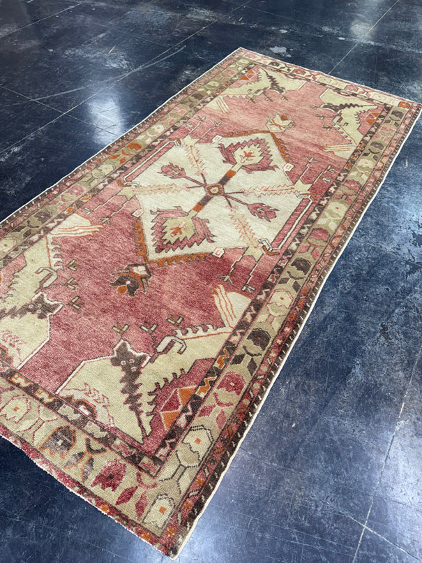 Turkish Vintage Runner Rug 3'9'' x 7'11'' #13080
