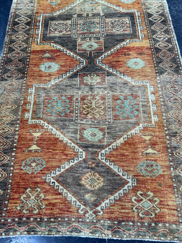 Turkish Vintage Runner Rug 3'4'' x 11'2'' #13040