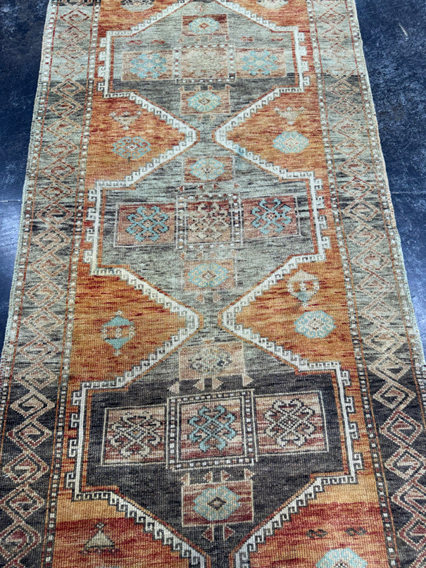 Turkish Vintage Runner Rug 3'4'' x 11'2'' #13040