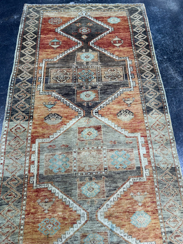 Turkish Vintage Runner Rug 3'4'' x 11'2'' #13040