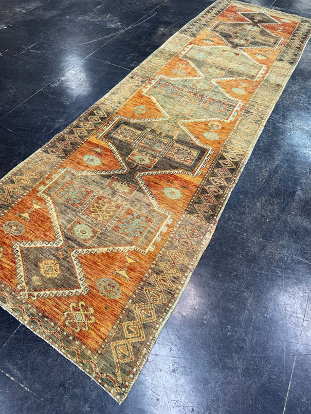 Turkish Vintage Runner Rug 3'4'' x 11'2'' #13040