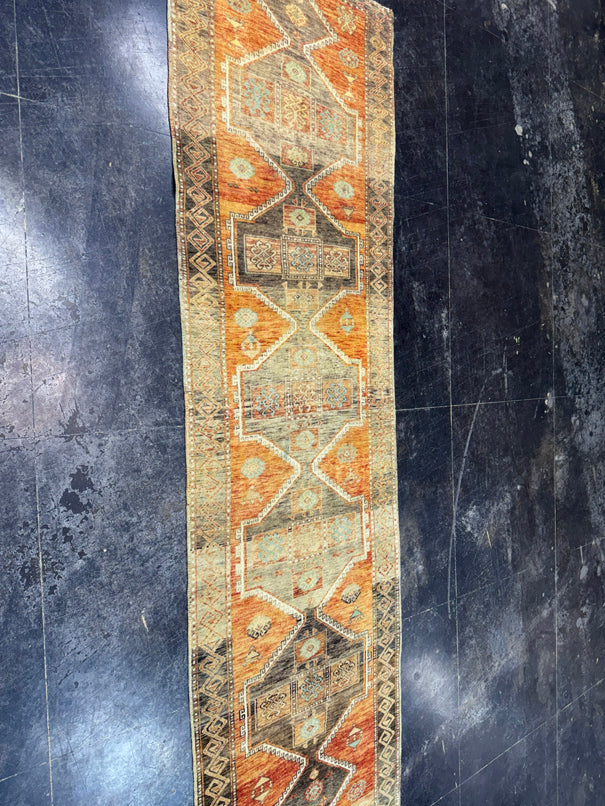 Turkish Vintage Runner Rug 3'4'' x 11'2'' #13040