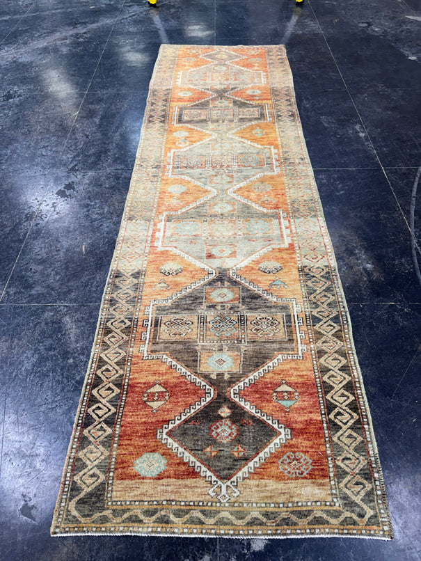 Turkish Vintage Runner Rug 3'4'' x 11'2'' #13040