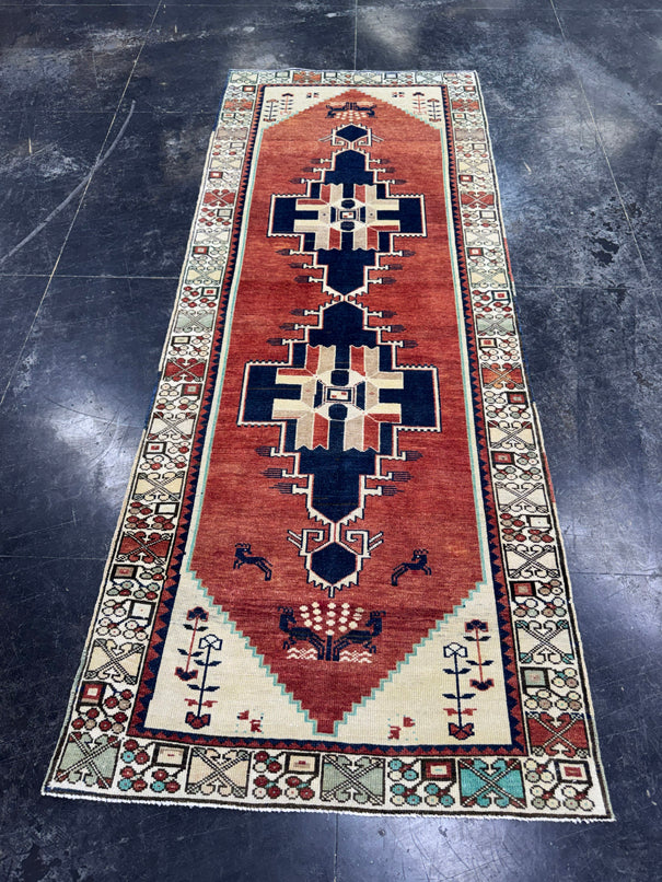 Turkish Vintage Runner Rug 3'4'' x 8'8'' #13038