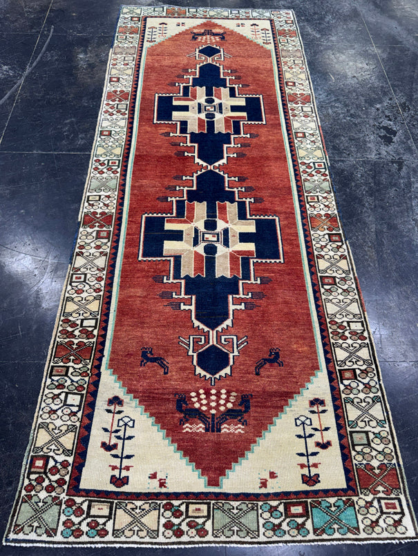 Turkish Vintage Runner Rug 3'4'' x 8'8'' #13038